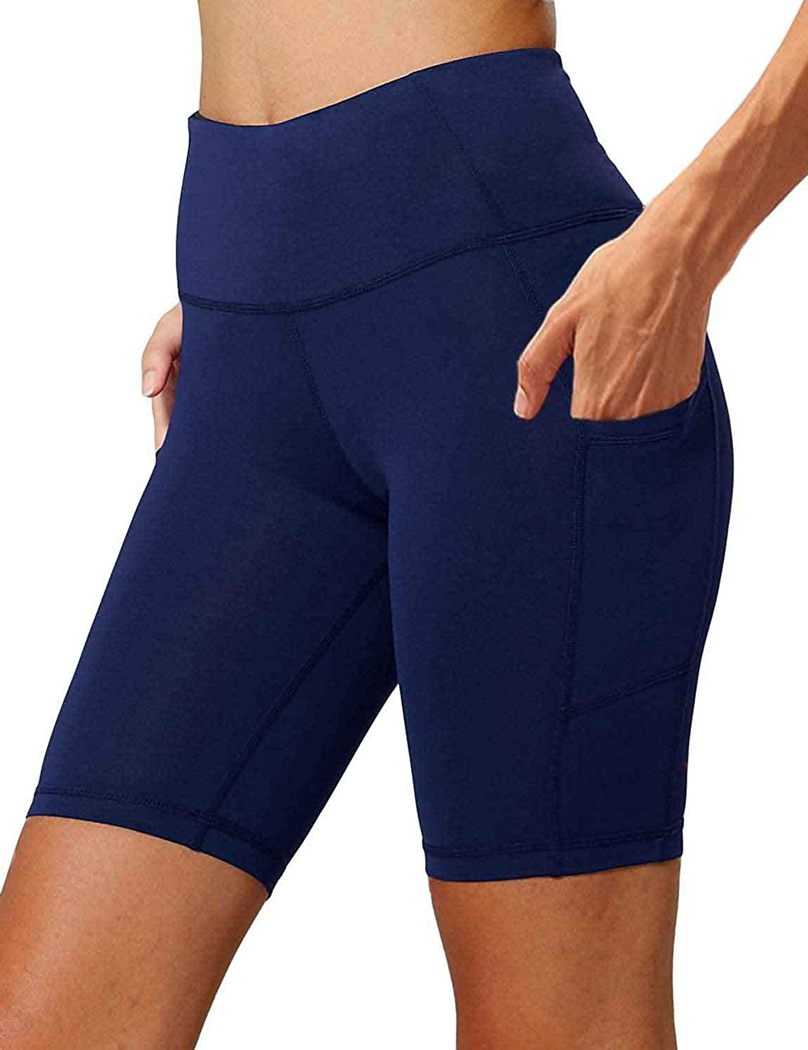 Aoliks Women's Biker Cycling Yoga Shorts Workout Shorts with Pockets,Navy Blue